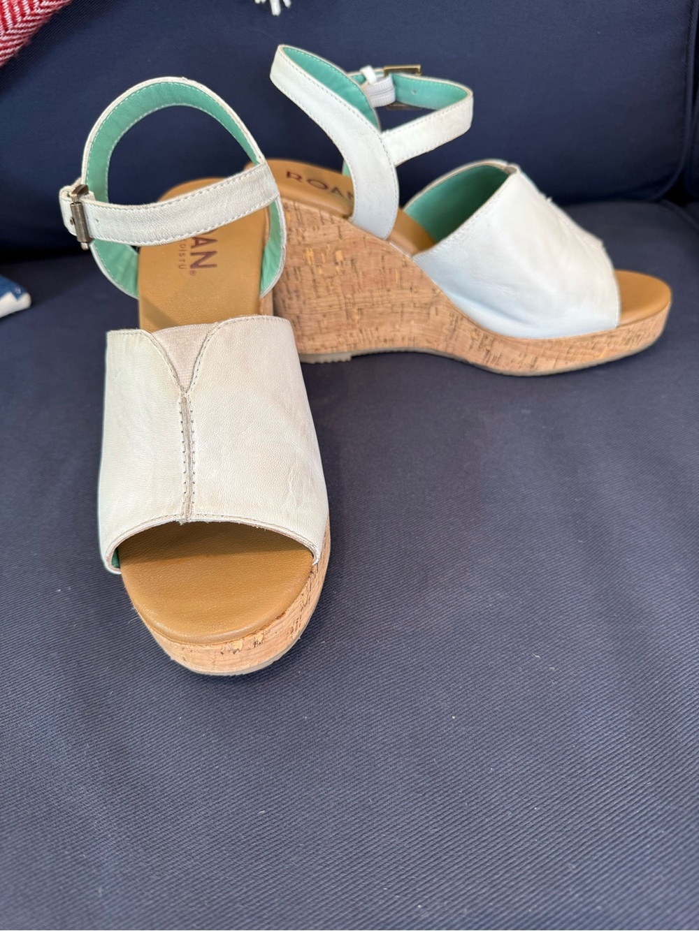 Roan by Bed Stu Women's White Cork Wedge Sandals